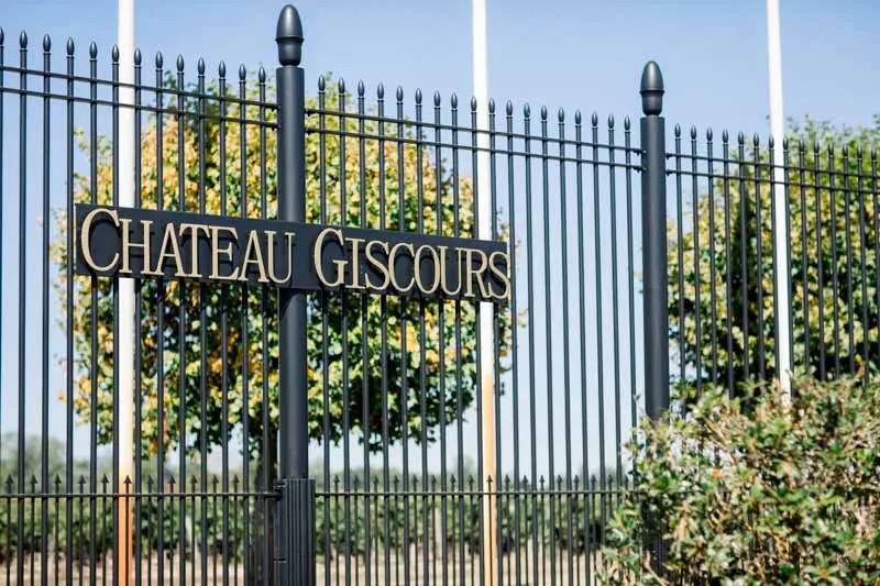 Wrought-iron gate bearing the Château Giscours name