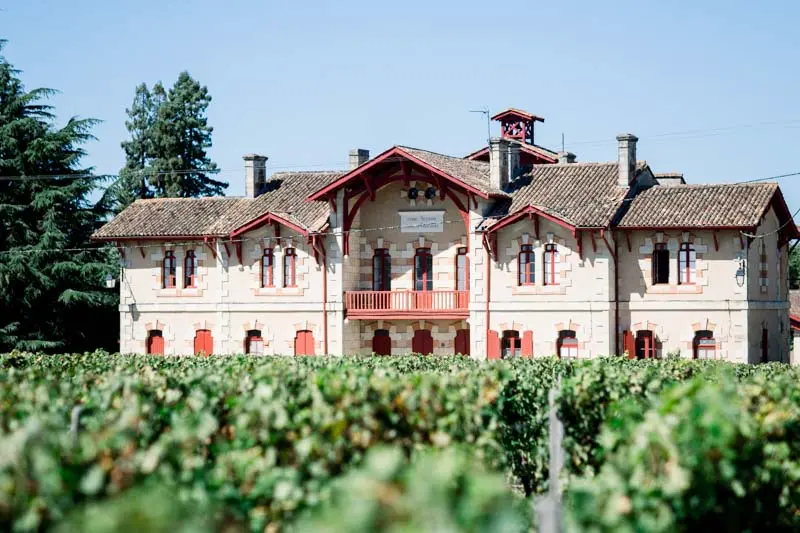Ferme Suzanne at Château Giscours behind rows of vines