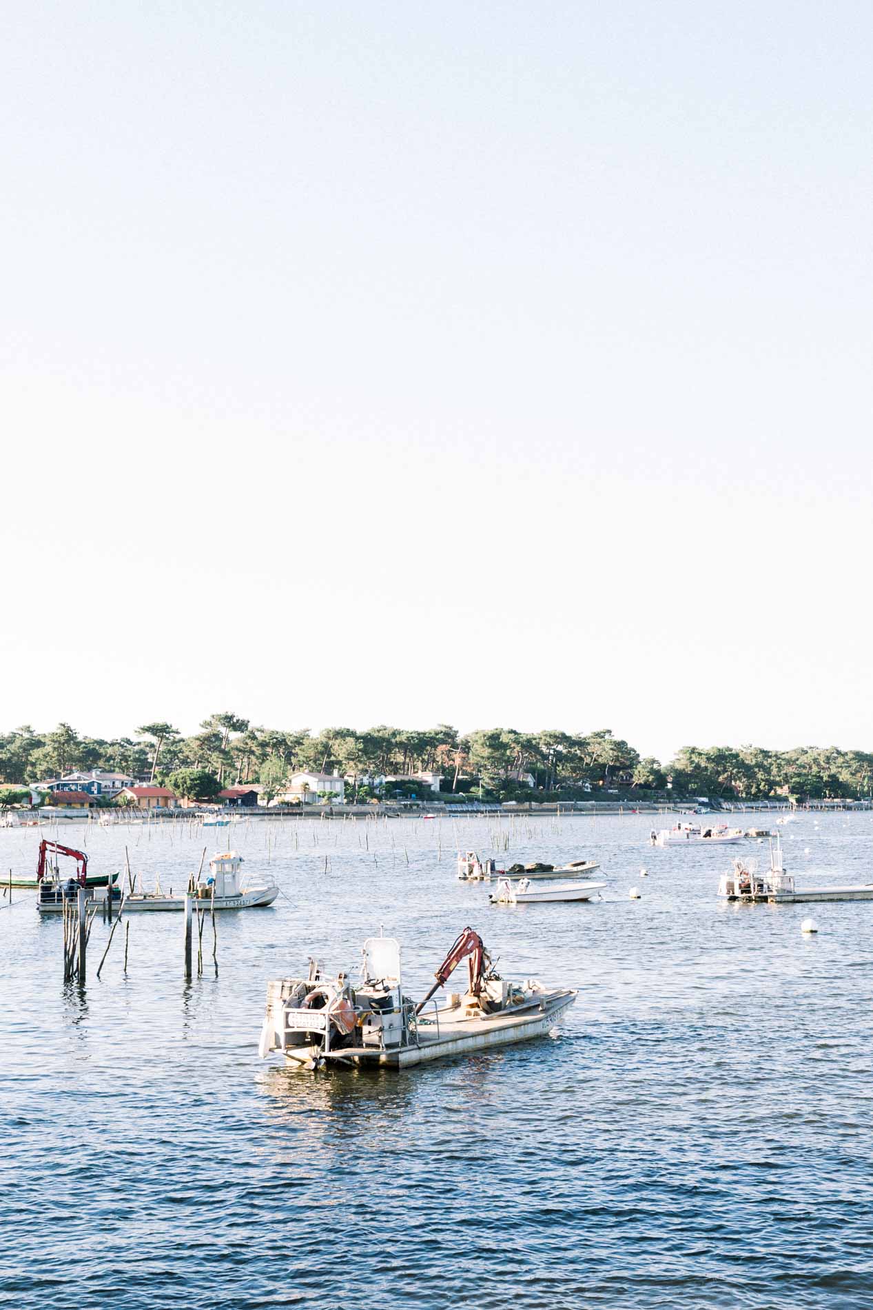 Oyster boats on Arcachon Bay at the village of Le Canon
