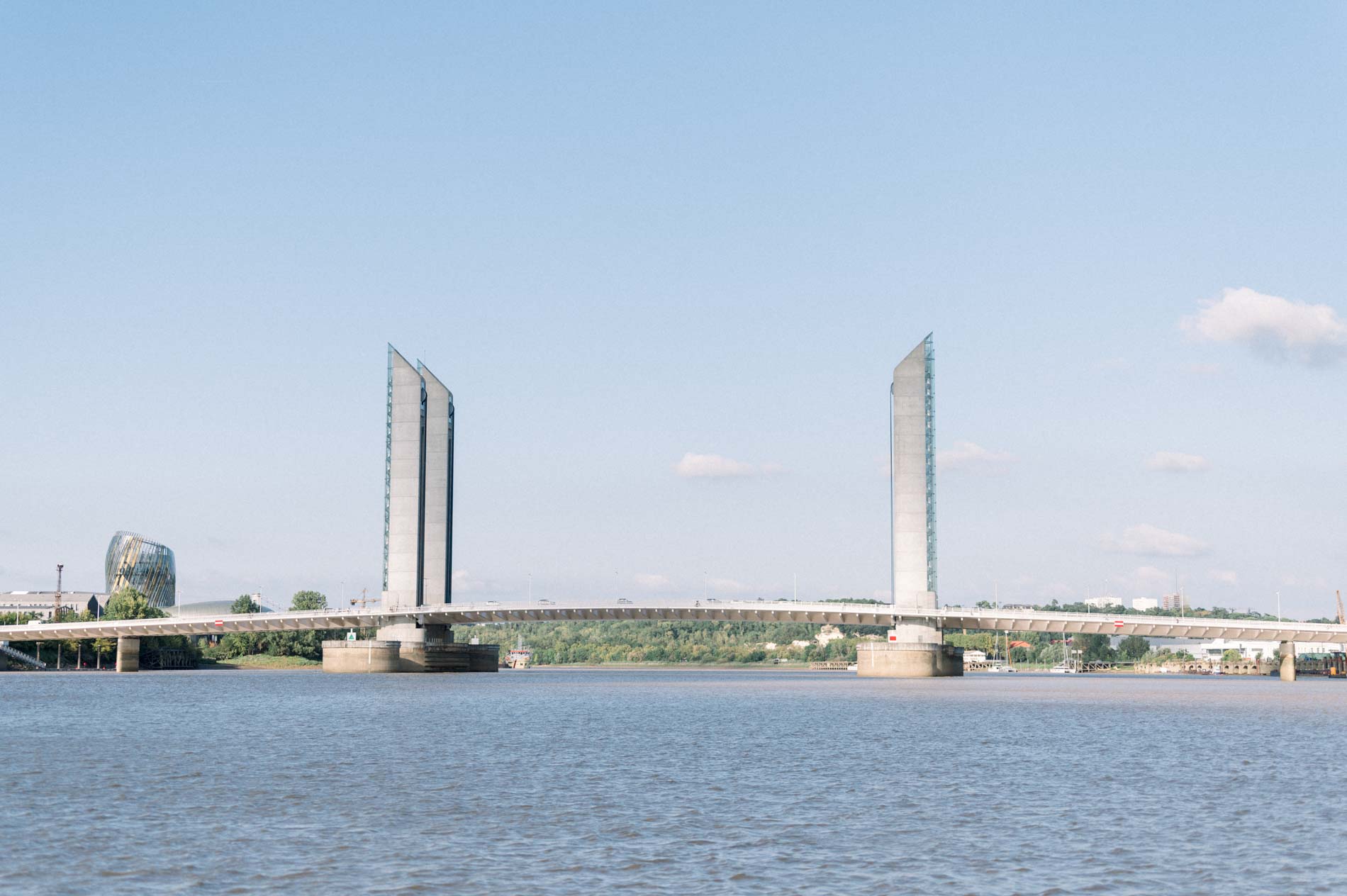 The Chaban-Delmas bridge seen from the Garonne in Bordeaux
