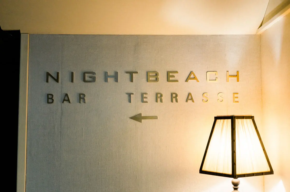 Sign for the Night Beach rooftop bar at the Grand Hôtel de Bordeaux