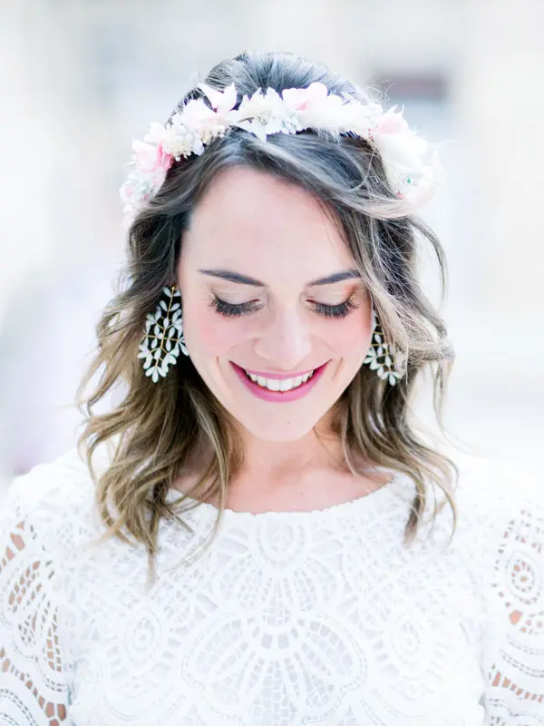 Bride with a flower crown, Bordeaux wedding