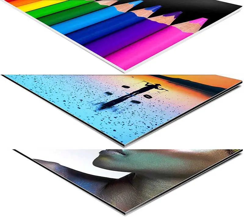 Three rigid photo panels seen from the side
