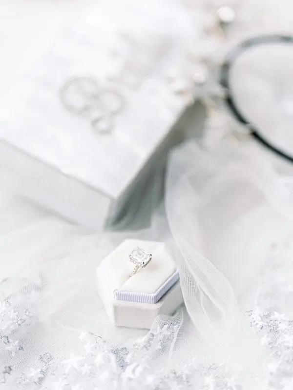 Engagement ring and veil, bridal details