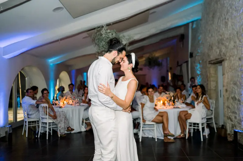Bride and groom's first dance at Domaine de Larchey