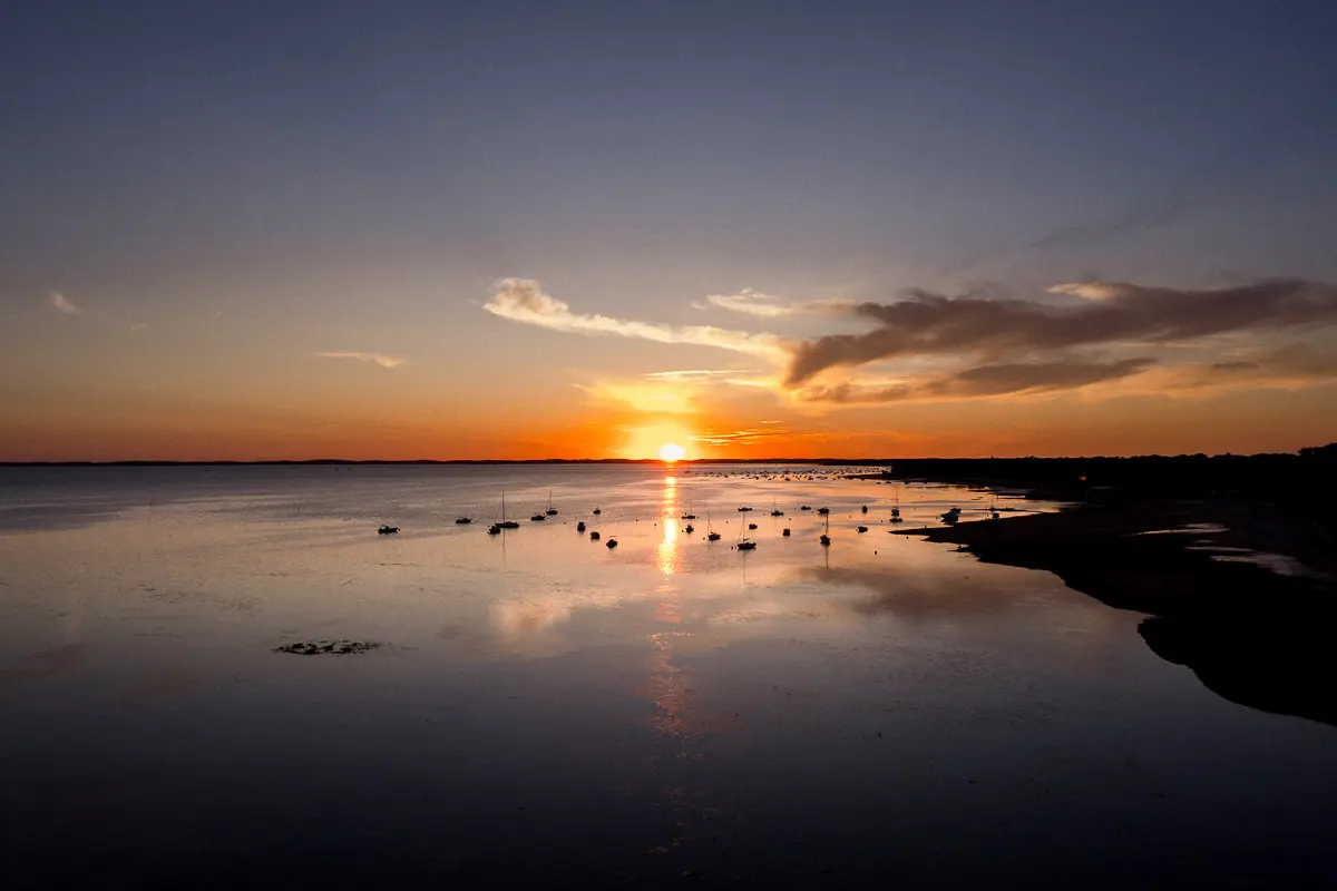 Coucher de soleil sur le Bassin d'Arcachon, vu depuis la Villa La Tosca